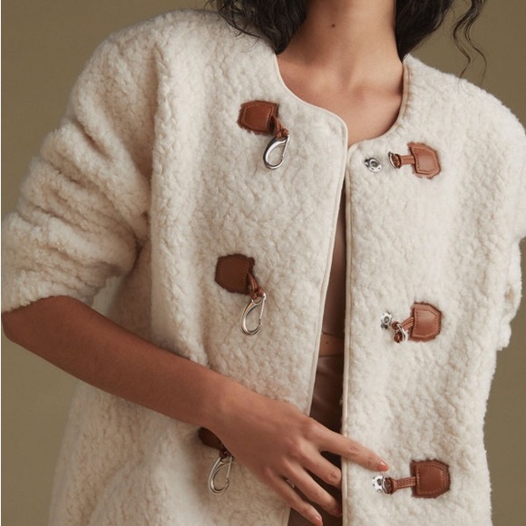 7 FOR ALL‎ MANKIND Cozy Toggle Front Sherpa Jacket - Picture 2 of 6